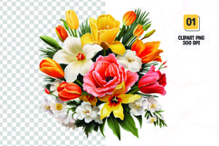 Watercolor Floral bouquet clipart sublimation Product Image 1