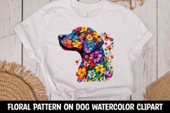 Cute dog with floral pattern watercolor clipart PNG Product Image 1