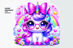 Rainbow Glasses Unicorn Clipart Cute Pastel Sublimation PNG Product Image 1