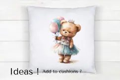 Princess Teddy Bear Birthday Clipart PNG for Cards & Decor Product Image 4