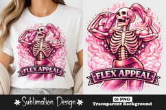 Flex Appeal Skeleton Gym Girl Sublimation PNG Design Product Image 1