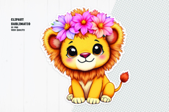 Cute lion sticker, floral crown, printable sticker Product Image 1