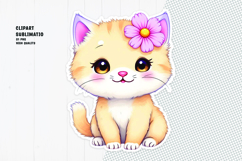 Cute cat sticker, floral crown, printable sticker Product Image 1
