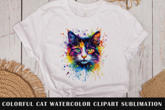 Colorful cat watercolor clipart sublimation Product Image 1