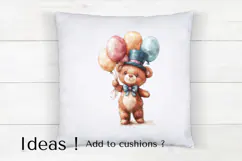Cute Teddy Bear Birthday Balloon Clipart PNG for Invitations Product Image 4