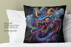 Neon Dragon Pillow Sublimation PNG Design Product Image 1