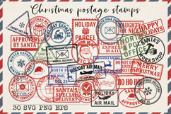 Vintage Christmas Postage Stamps | Retro Mail Labels SVG PNG Product Image 1