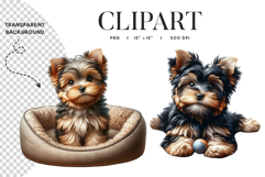 Cute Yorkie Puppy Clipart PNG Product Image 1
