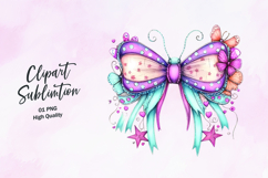 Rainbow Pastel Bow with Pearls Clipart Product Image 1