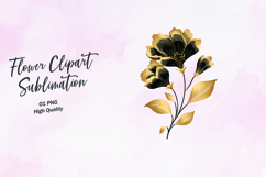 White and Gold Leafy Bloom Clipart Sublimation PNG Product Image 1