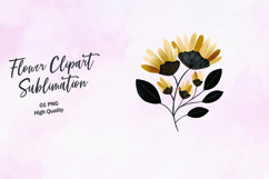 Modern Yellow and Black Floral Clipart Sublimation PNG Product Image 1