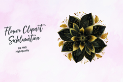 Golden Floral Mandala Clipart Sublimation PNG Product Image 1