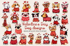 Valentine’s Day Cute Dog Clipart | Love Puppy PNG Product Image 1