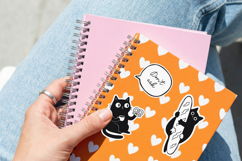 Coffee Cat Stickers PNG Bundle Cute Black Cat Coffee Clipart Product Image 7