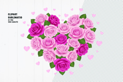 Pink &amp; Magenta Heart Rose Arrangement Clipart Sublimation Product Image 1