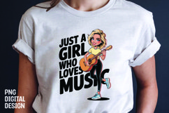 Just a Girl Who Loves music T-shirt Sublimation Design Product Image 1