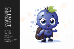 Cute Blueberry cartoon clipart sublimation png Product Image 1