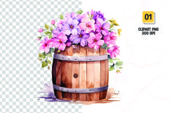 Spring Flower Barrel Watercolor Clipart sublimation Product Image 1