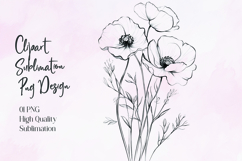 Elegant Floral Line Art Clipart Sublimation Design Product Image 1