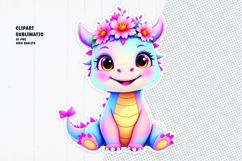 Cute dragon sticker, floral crown, printable sticker Product Image 1