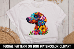 Cute dog with floral pattern watercolor clipart PNG Product Image 1