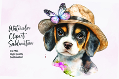 Cute puppy with flowers head watercolor clipart sublimation Product Image 1