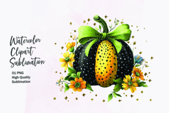Floral Pumpkin with Bow Watercolor Clipart Sublimation Product Image 1