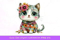 Cute cat watercolor clipart sublimation Product Image 1