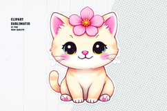 Cute cat sticker, floral crown, printable sticker Product Image 1