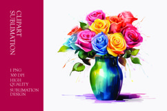 Watercolor flower vase clipart sublimation Product Image 1