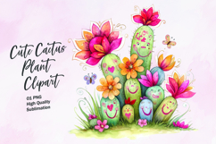 Cute cactus plant watercolor clipart Product Image 1