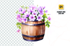 Spring Flower Barrel Watercolor Clipart sublimation Product Image 1