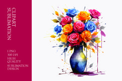 Watercolor flower vase clipart sublimation Product Image 1