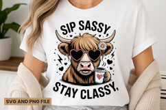 Highland cow with coffee quote t-shirt sublimation svg Product Image 1