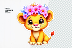 Cute lion sticker, floral crown, printable sticker Product Image 1