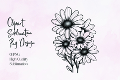 Butterfly on sunflower black outline clipart PNG Product Image 1