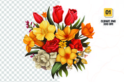 Watercolor Floral bouquet clipart sublimation Product Image 1
