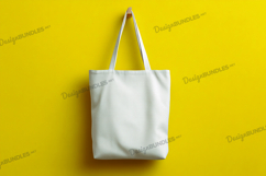 White tote bag on yellow background Product Image 1