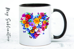 Watercolor floral heart mug sublimation design Product Image 1