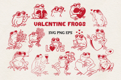 Frog Valentine Illustration | Funny Romantic Frog Design SVG Product Image 1