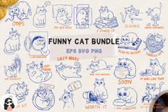 Funny Cat SVG Set 32 Designs Doodle Clipart Lazy Cat PNG EPS Product Image 1