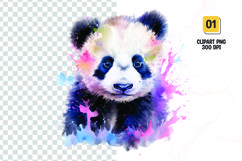 Watercolor panda head clipart sublimation png Product Image 1
