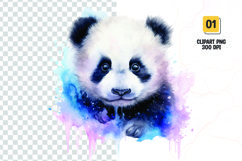 Watercolor panda head clipart sublimation png Product Image 1
