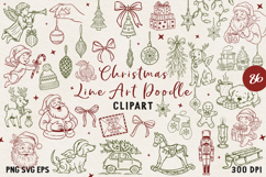Vintage Hand-Drawn Christmas Illustrations| Line Art Clipart Product Image 1