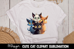 Cute watercolor cat t-shirt sublimation Product Image 1