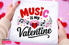 Music is My Valentine Headphones Heart SVG Design Product Image 1
