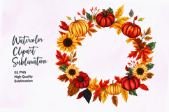 Fall themed wreath watercolor clipart sublimation Product Image 1