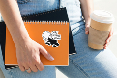 Coffee Cat Stickers PNG Bundle Cute Black Cat Coffee Clipart Product Image 6