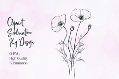 Elegant Floral Line Art Clipart Sublimation Design Product Image 1