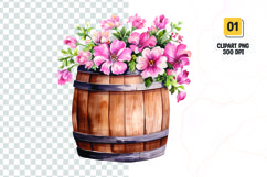 Spring Flower Barrel Watercolor Clipart sublimation Product Image 1